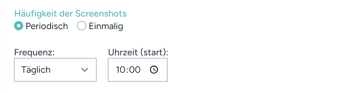 Projekt anlegen - Periodische Screenshots konfigurieren